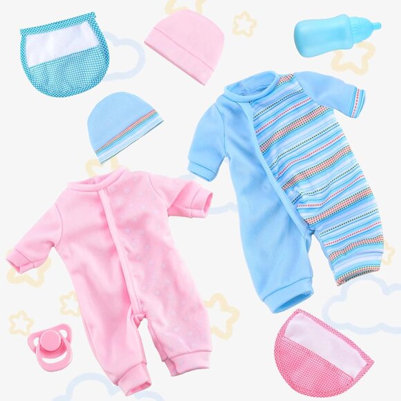 🆕 Twin Baby Dolls Pink Romper Hat Bottle Pacifier Soft Durable Hug Accessories - Picture 4 of 7